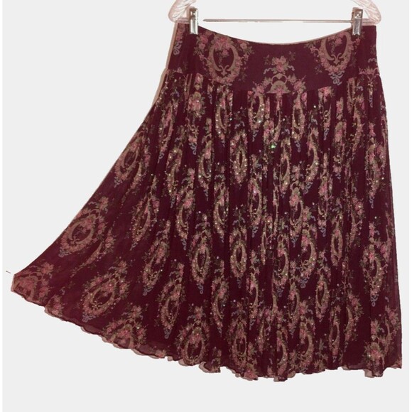 INC INTERNATIONAL CONCEPTS 10 100% Silk AB Beaded Drop Waist A-Line Skirt Med - Picture 1 of 5